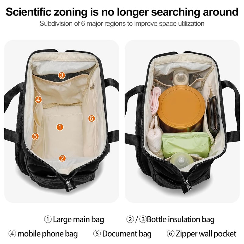 FHELAD Small Diaper Bag, Stroller Organizer with Insulated Cup Holder & Detachable Shoulder Strap, Convertible Diaper Bag Tote for Short Trip (Black) | 5 in 1 Diaper Bag, Short Trips & Daily - Image 5